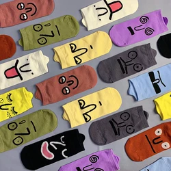 High Quality Women Socks Expression Casual Candy Colors Cotton Cartoon Socks Female Harajuku Funny Socks Comfortable Ankle Socks