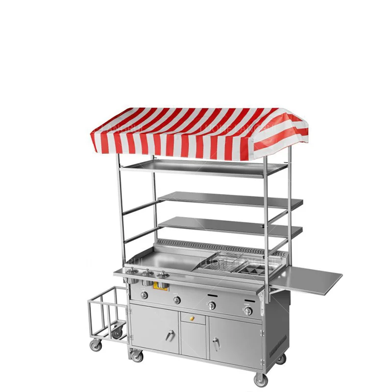 

Лидер продаж, заводская розетка, артефакт, многофункциональная мобильная тележка из нержавеющей стали для уличных закусок, ручная тележка