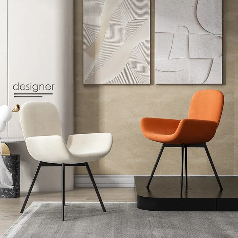 كراسي تناول الطعام باللون الأبيض كرسي انتظار فندقي إسكندنافي حديث للاسترخاء في المطبخ Sillas Para Comedor أثاث شرفة غرفة المعيشة #6