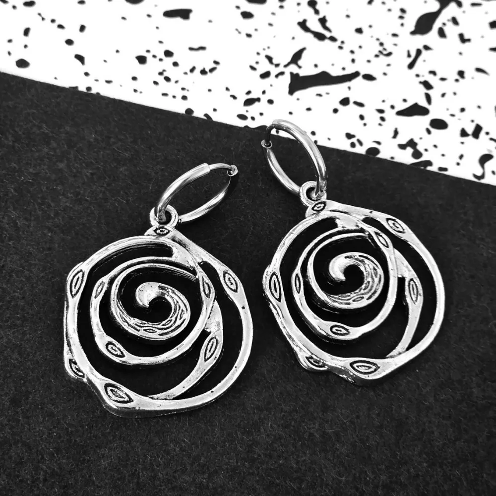 New Bohemian Gothic Multi-tiered Spiral Swirls Hoop Dangle Earrings for Women Men Edgy Everyday Styling Streetwear Jewelry Gifts