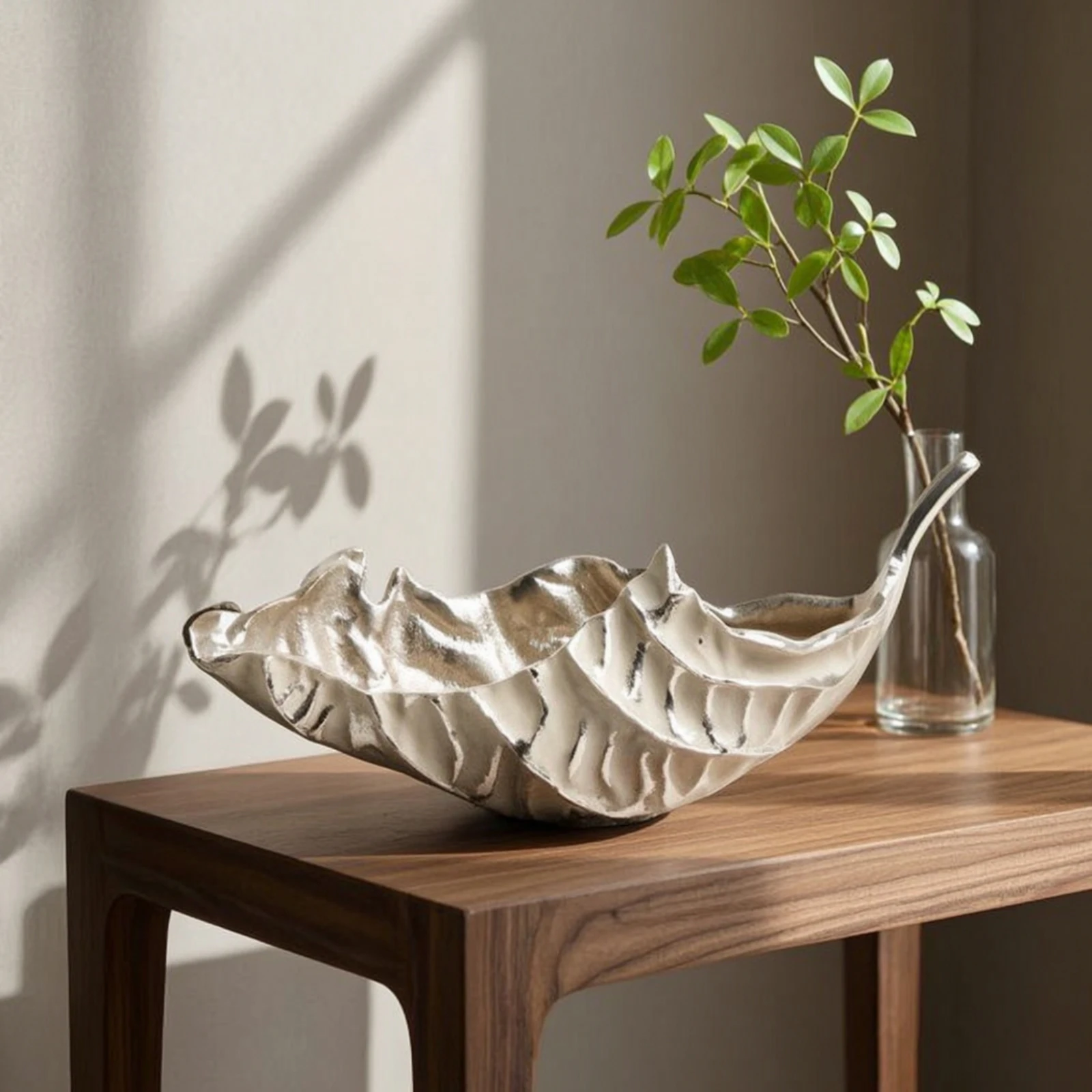 Leaf Tray Extended Elongated Tray Centerpiece Bowl Handmade Serving Platter Versatile for Tabletop, Dining Table