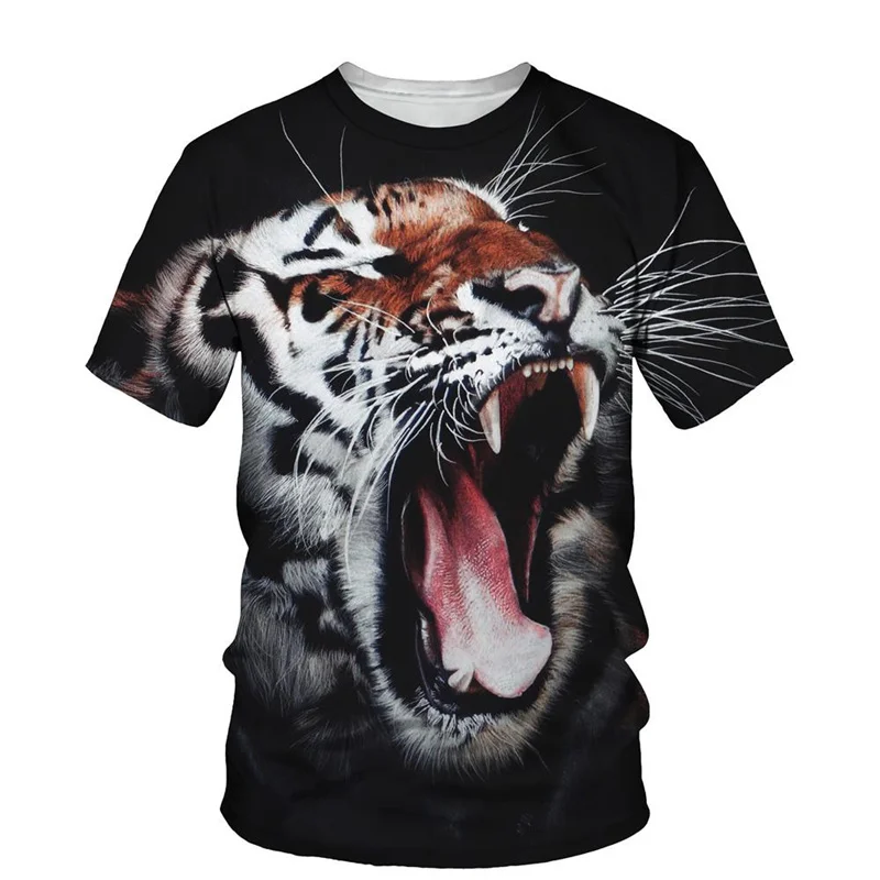 Cool Designs Fierce Tiger Graphic T Shirts for Men 3D Printing T-shirt Animal King Fashion Streetwear Funny Kids Tee Shirts Tops