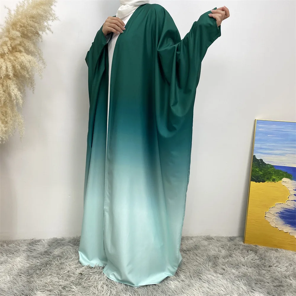 Ramadan femmes musulmanes ouvert Abaya dégradé couleur Kimono Cardigan dubaï turquie caftan vêtements islamiques robe Marocain Eid Jalabiya
