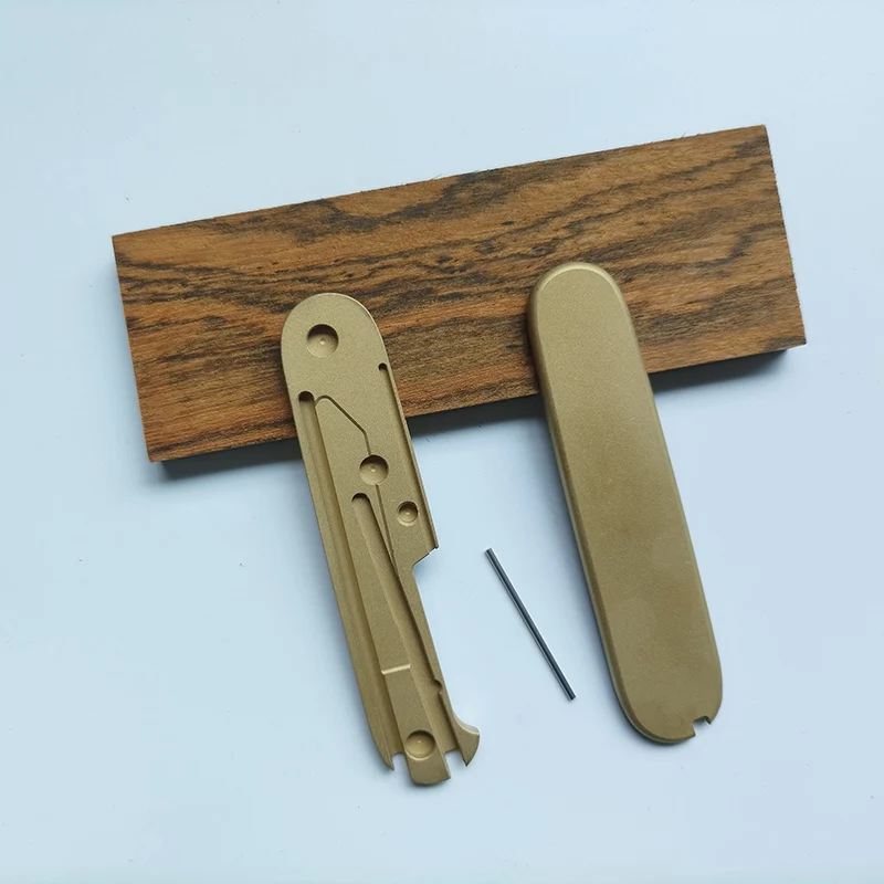 Knife Brass / Titanium Handle Patches Scales For 91MM Victorinox Swiss Army Knives With Toothpicks / Tweezers / Pen / Pin Slots