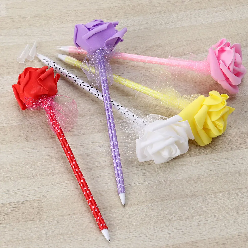 

12 шт. декоративных шариковых ручек в форме розы, креативные школьные принадлежности, милые ручки для письма для студентов и детей, канцелярские товары