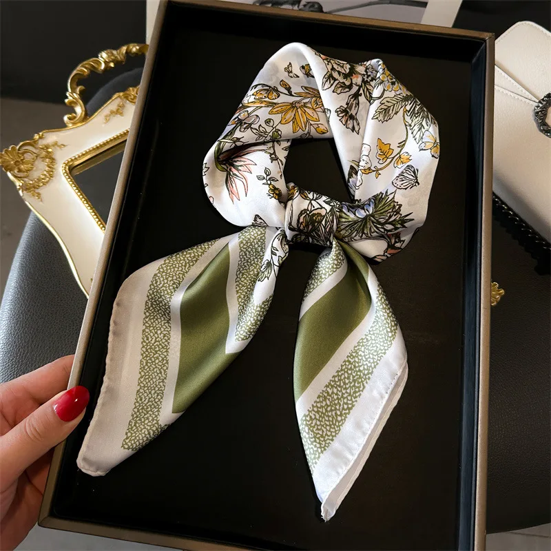 

Butterfly Flower Small Square Scarf Simulation Silk Printing Silk Scarf New Headscarf Fashion Scarf Professional Scarf