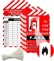 25Pcs Monthly  Inspection Tags with Adjustable Wire Ties Extinguisher Recharge and Inspection Record Tags