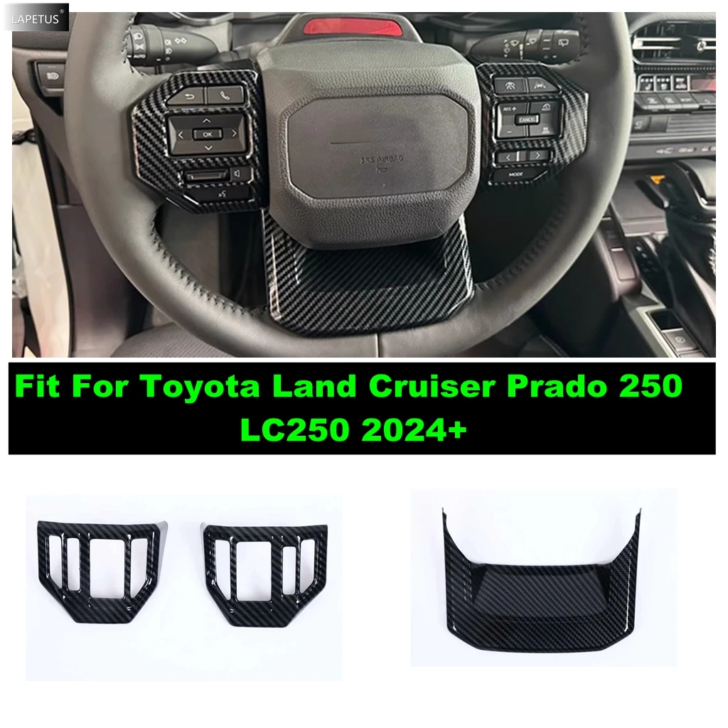 

For Toyota Land Cruiser Prado 250 LC250 2024 2025 Carbon Fiber Look Car Steering Wheel Bottom Frame Cover Trim ABS Accessories