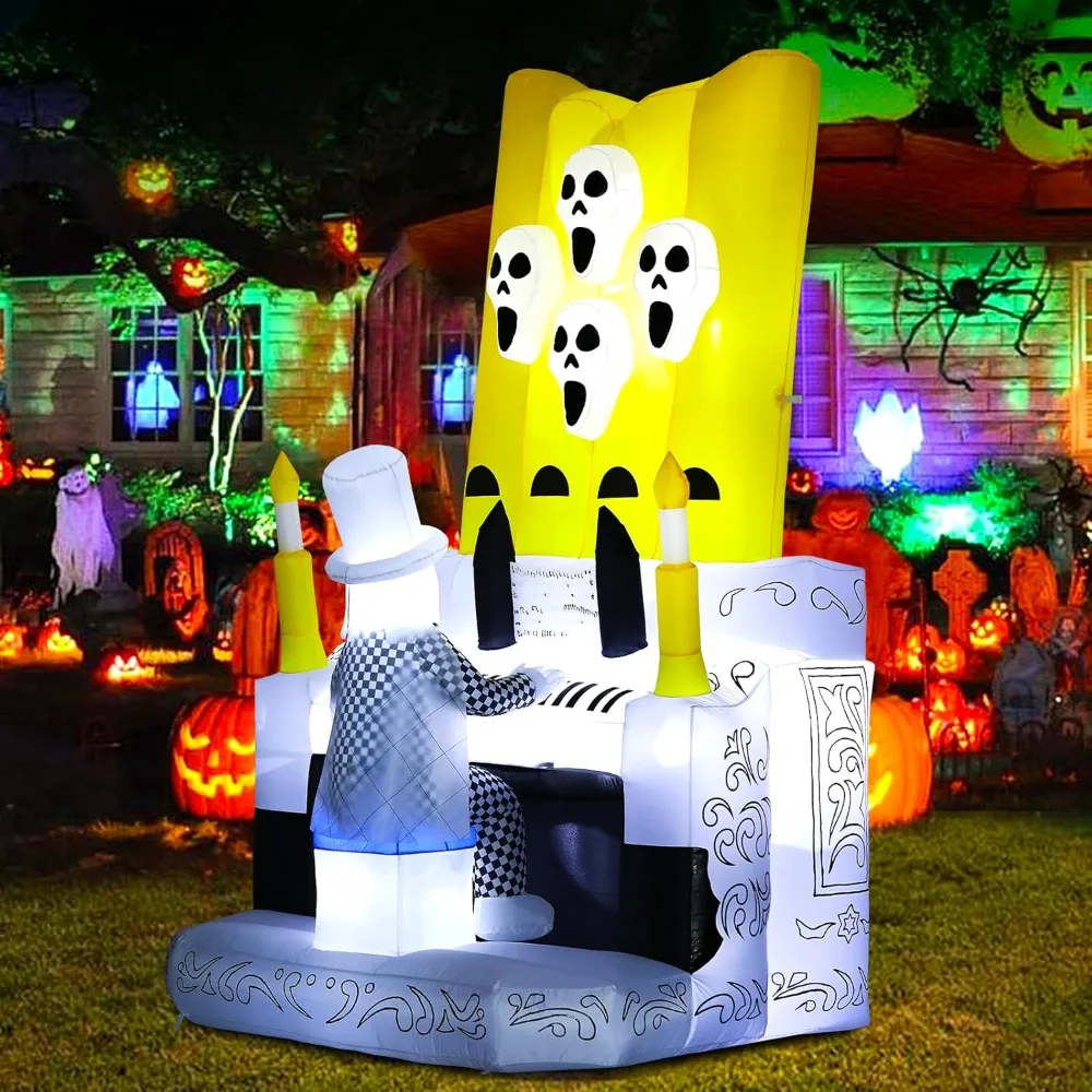 

7.8Ft Halloween Inflatables Yard Decorations, Halloween Inflatable Piano Player, Blow Up Halloween Decoration with Built in LED