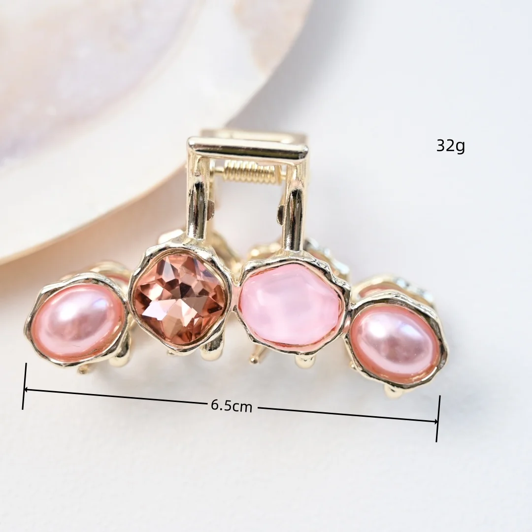 سرطانات الشعر الهندسية للفتيات والنساء ، مشبك شعر من الأحجار الكريمة الصناعية ، أغطية رأس بلون معدني ، شعر طويل ، موضة جديدة