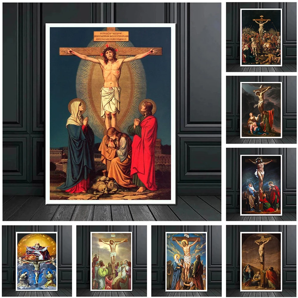 Jesus Christ Cross Poster Prints For Bedroom Living Room Home Decor Christian Christianity Canvas Painting Wall Art Cuadros