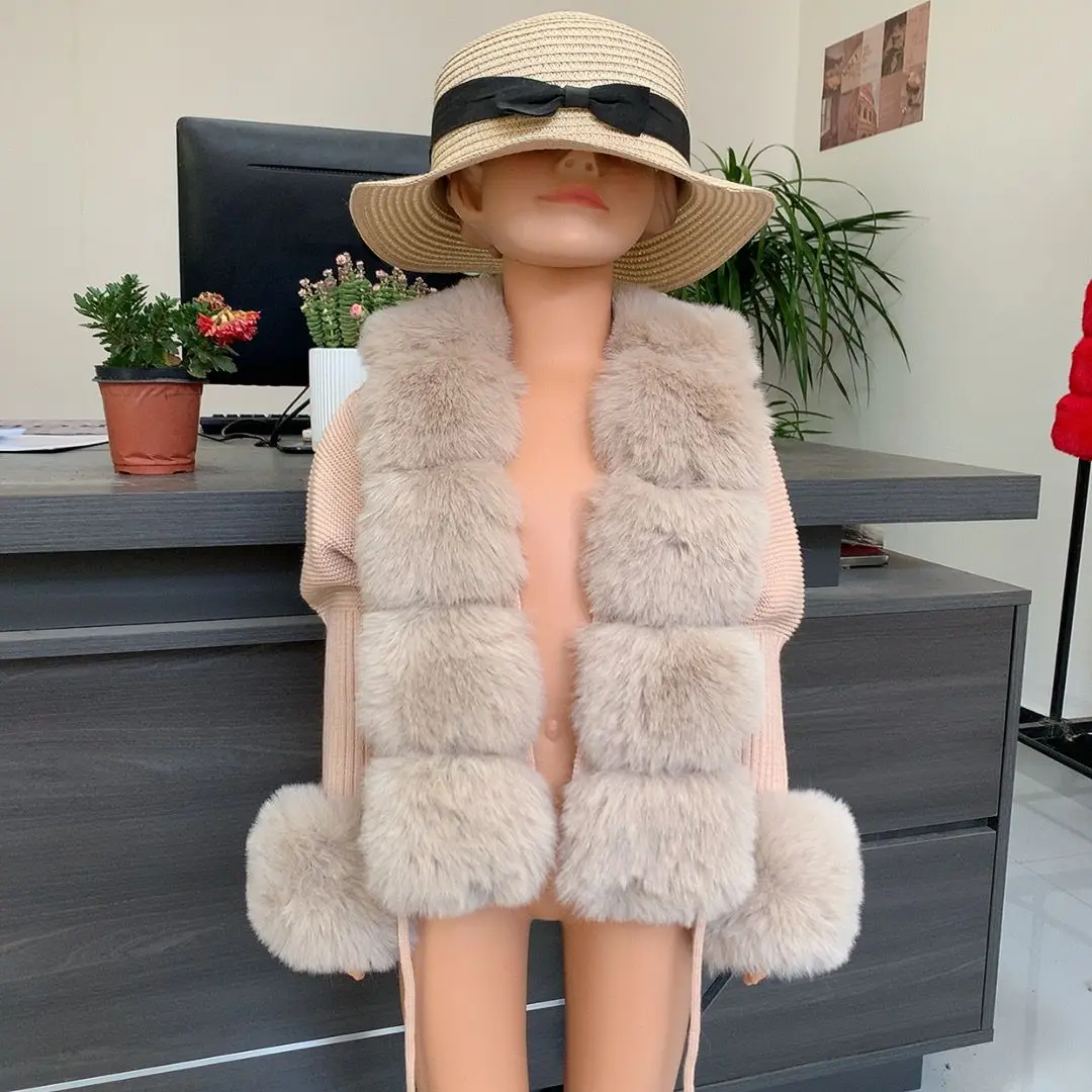 New Children's Faux Fur Cardigan Autumn and Winter Girls' Faux Fur Knitted Fur Cardigan Fashion Big Children's Knitted Fur Coat