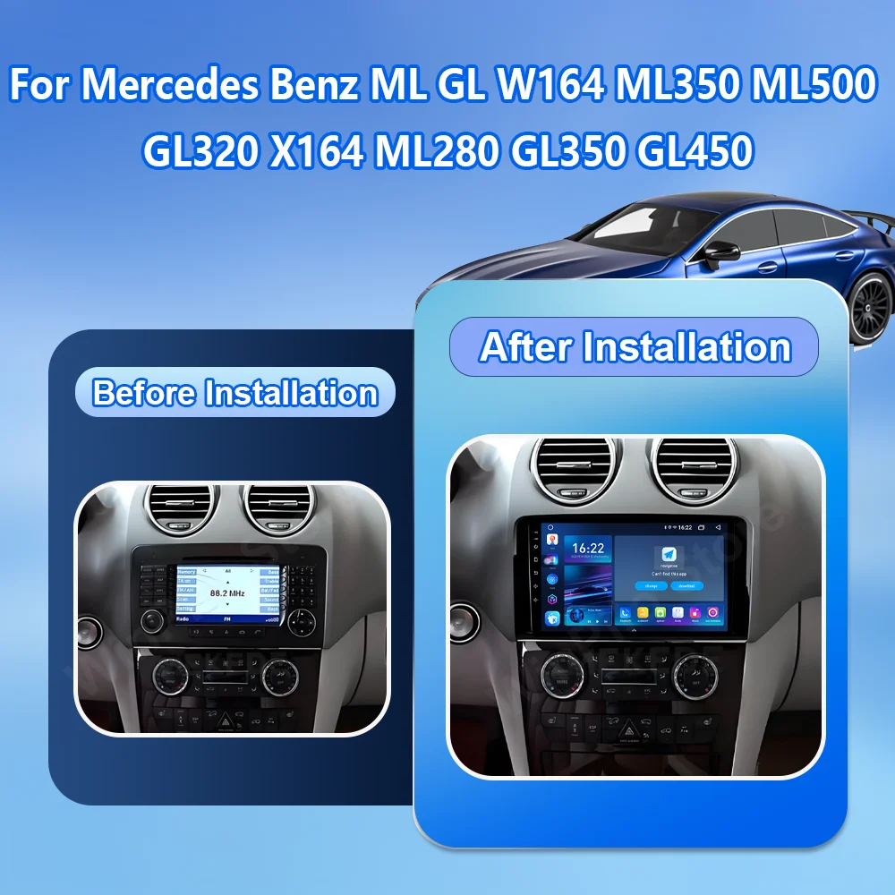Android 16 Car Radio Stereo For Mercedes Benz ML GL W164 ML350 ML500 GL320 X164 ML280 GL350 GL450 Auto Wireless Carplay 4G WIFI