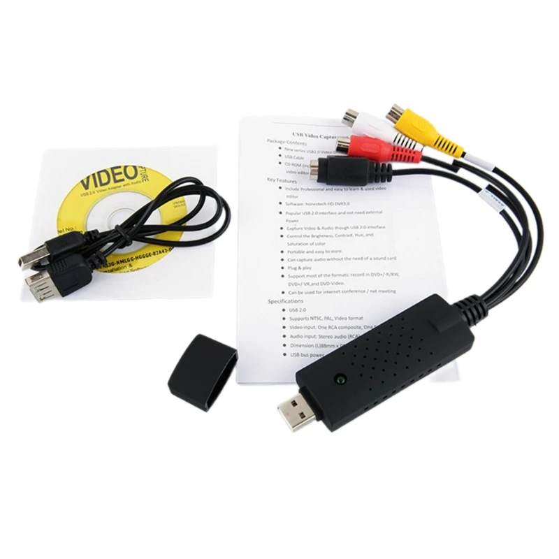 USB2.0 Video Converter USB Video Capture Card Record and Edit Video Support NTSC,USB Converter Improve Video Recording