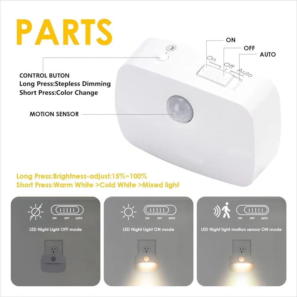Luz LED nocturna con Sensor de movimiento, lámpara con enchufe europeo, luces nocturnas para decoración de dormitorio de niños, pasillo, escaleras, WC, lámpara de noche junto a la cama