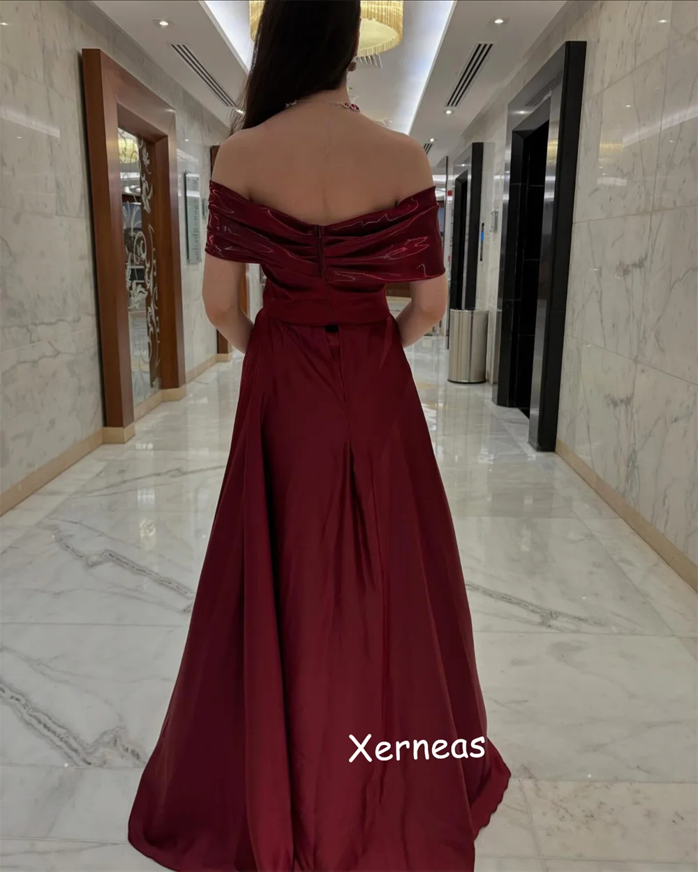فساتين طويلة مستقيمة مكشوفة الكتف بطيات مخصصة مناسبة مخصصة للحفلات أنيقة وبسيطة وعالية الجودة رسمية #3