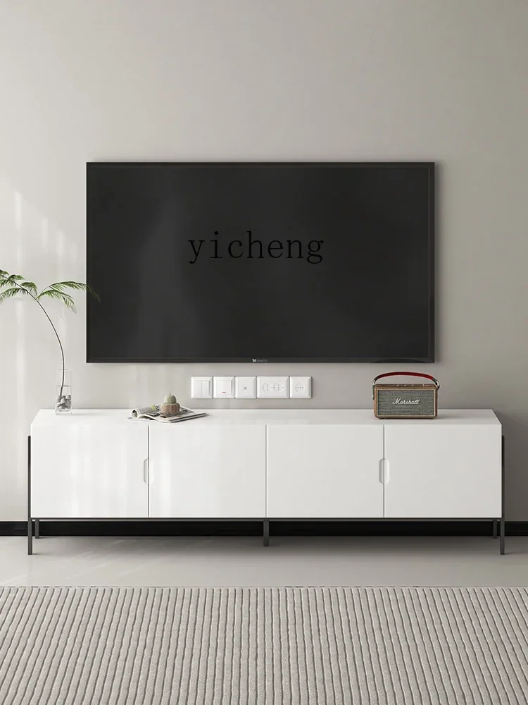 Solid Wood High TV Cabinet Modern Minimalist Home Living Room Small Apartment Cream Silent StyleD9