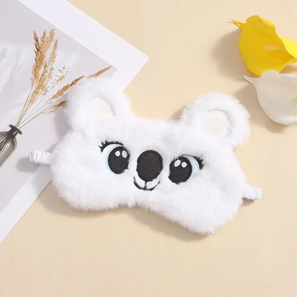 Plush Anime Eye Mask Sleeping Cute Koala Kids Sleep Mask Cartoon 3D Eye Cover Eye Blindfolds Travel Eye Band Shade Rest Eyepatch