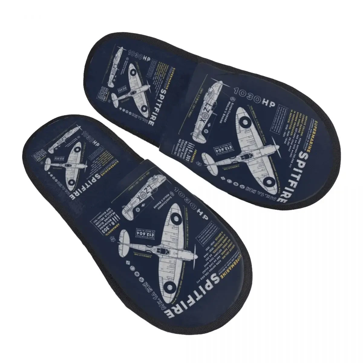 Custom Supermarine Spitfire House Slippers Soft Memory Foam Fighter Pilot Aircraft Airplane Plane Slip On Spa Slipper Shoes