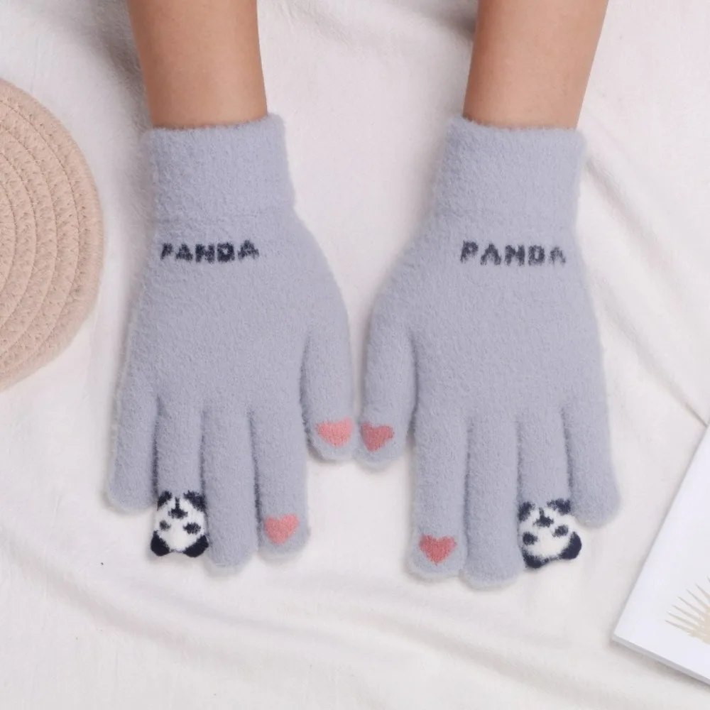 

Plush Winter Gloves for Girls - Cute Soft Knitted Cold-Resistant Touchscreen-Compatible Warm for Cycling&Autumn-Winter Daily Use