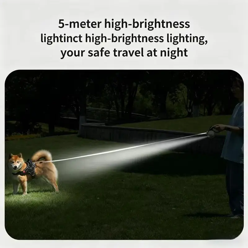 

New Nylon Pet Leash Retractable Dog Harness Portable Led Light Traction Rope Adjustable Chest Strap Pet Supplies Dog Leash