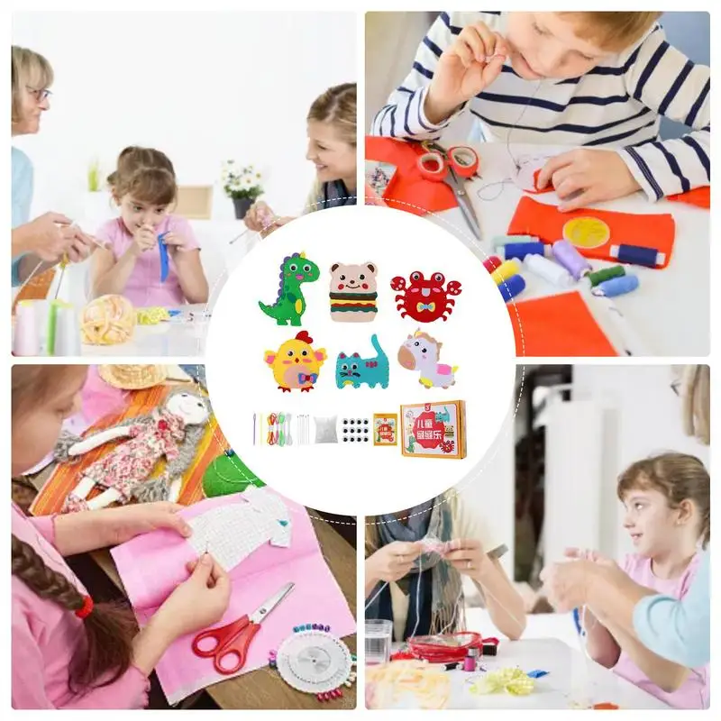 Kid Sewing Toy Cartoon Sewing Craft Kits Educational Toys For Boys And Girls Aged 3 Art And Craft Stuffed Animals Making Set