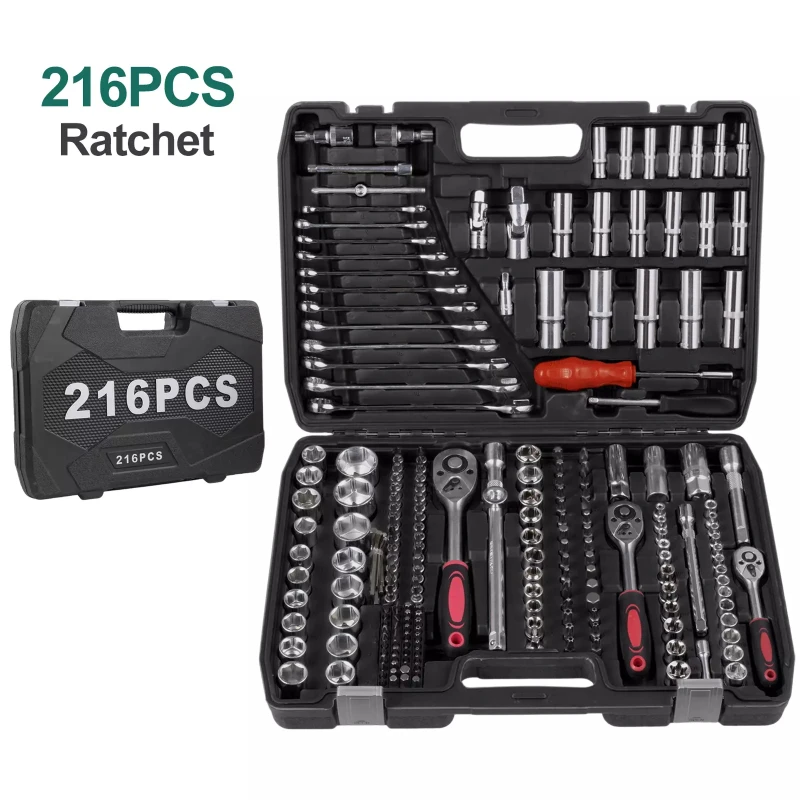 Socket wrench set 216 pieces ratchet box V2461 socket wrench