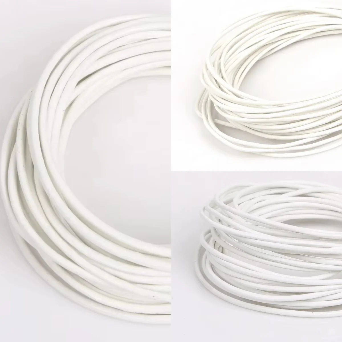 1/1. 5/2mm sznurki z prawdziwej skóry biały okrągły sznurek linowy przewód do wyrób biżuterii bransoletka naszyjnik Craft DIY biżuteria akcesoria — zdjęcie 7