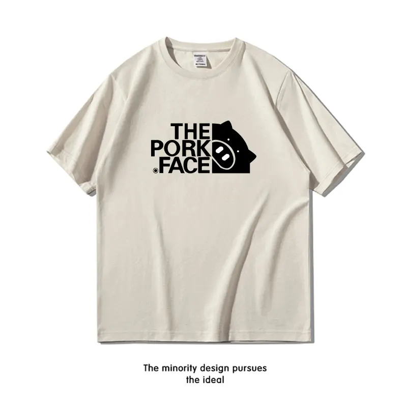 Verano divertido cerdo estampado ajuste algodón camiseta Faion marca ort Sve joven ular ropa Casual uso diario