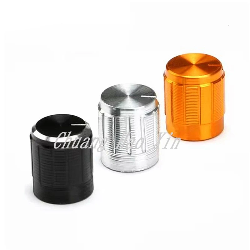 10Pcs aluminum alloy 15*17mm potentiometer 15*17 knob rotation switch volume control knob black silvery