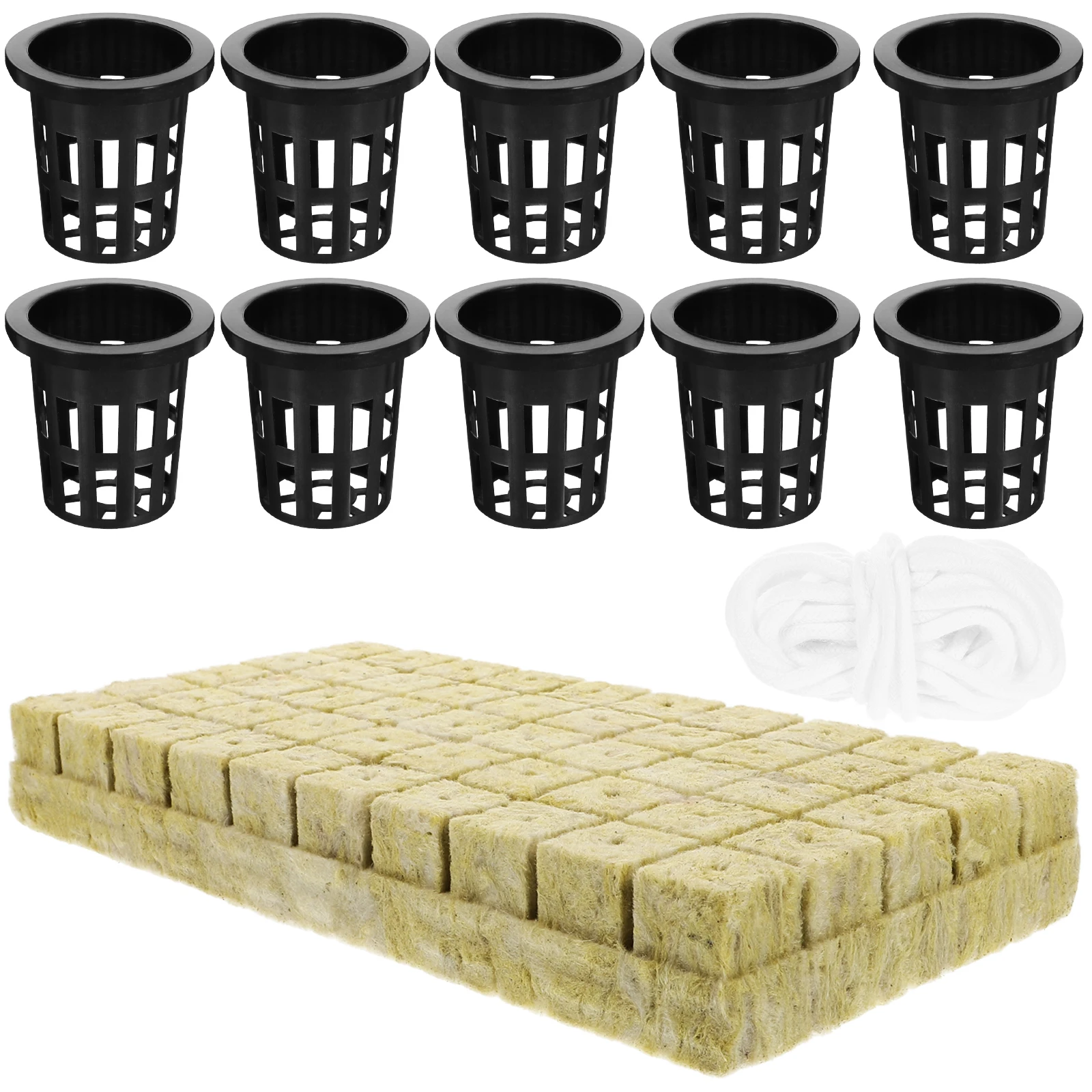 

1 set Self Watering Planting Basket Set Hydroponic Mineral Wool Cubes 25x25x40mm Safe Planter Kit Balcony Garden
