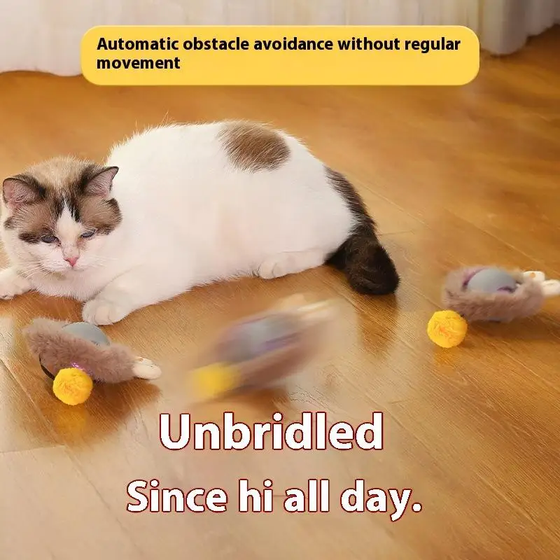 Interactive Cat Toy Intelligent Electric Automatic Rolling USB Rechargeable with Rope Sound Making Toy Ball Kitty Pet Toys