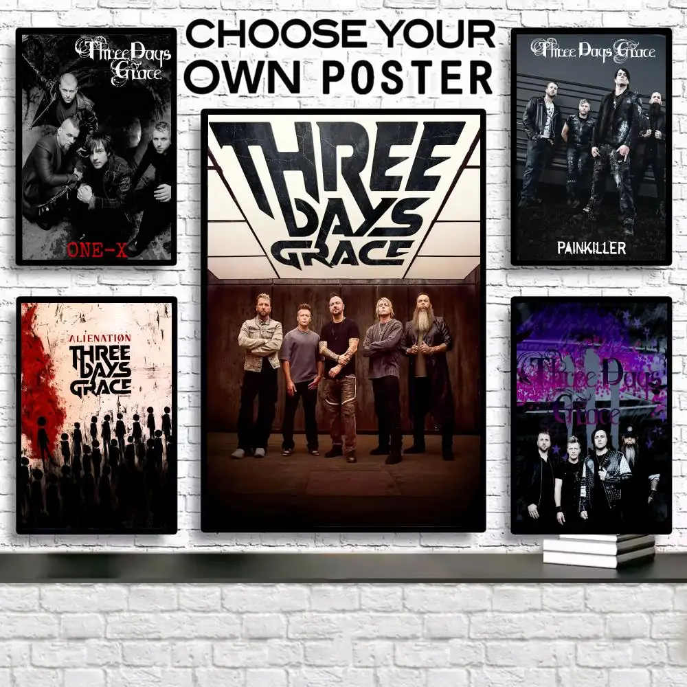 

T-Three Days Grace Band Painting Calligraphy Canvas Poster: Crease Free Waterproof Durable All Space Wall Decor