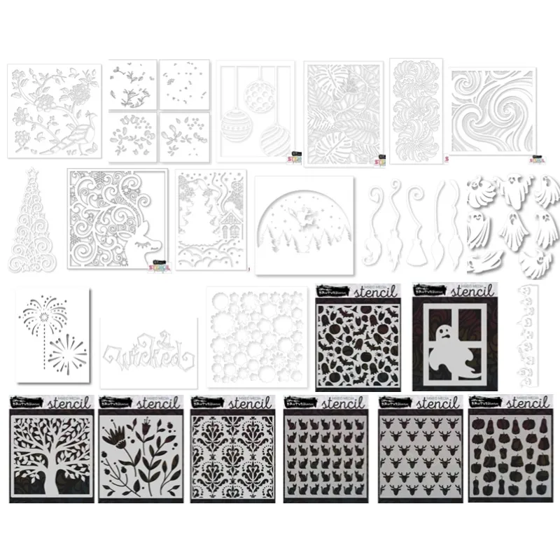 Spooky Haunts Ghost Firework Leaves Floral Deer Waves  Stencil For Diy Scrapbooking Crafts Photo Album Template Handmade Decorat