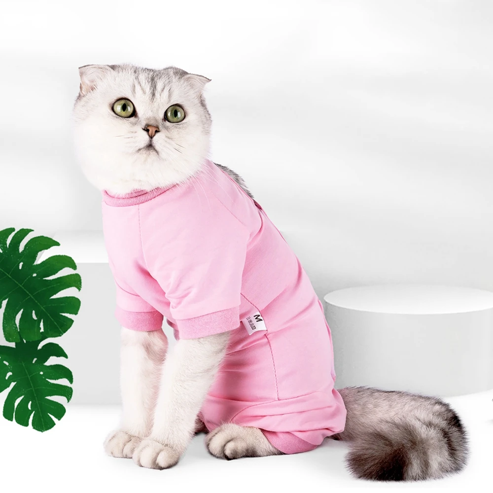 Cat Recovery Suit Wound Anti Licking Breathable Kitten Shirt After Surgery Wear Pet Clothes Vest