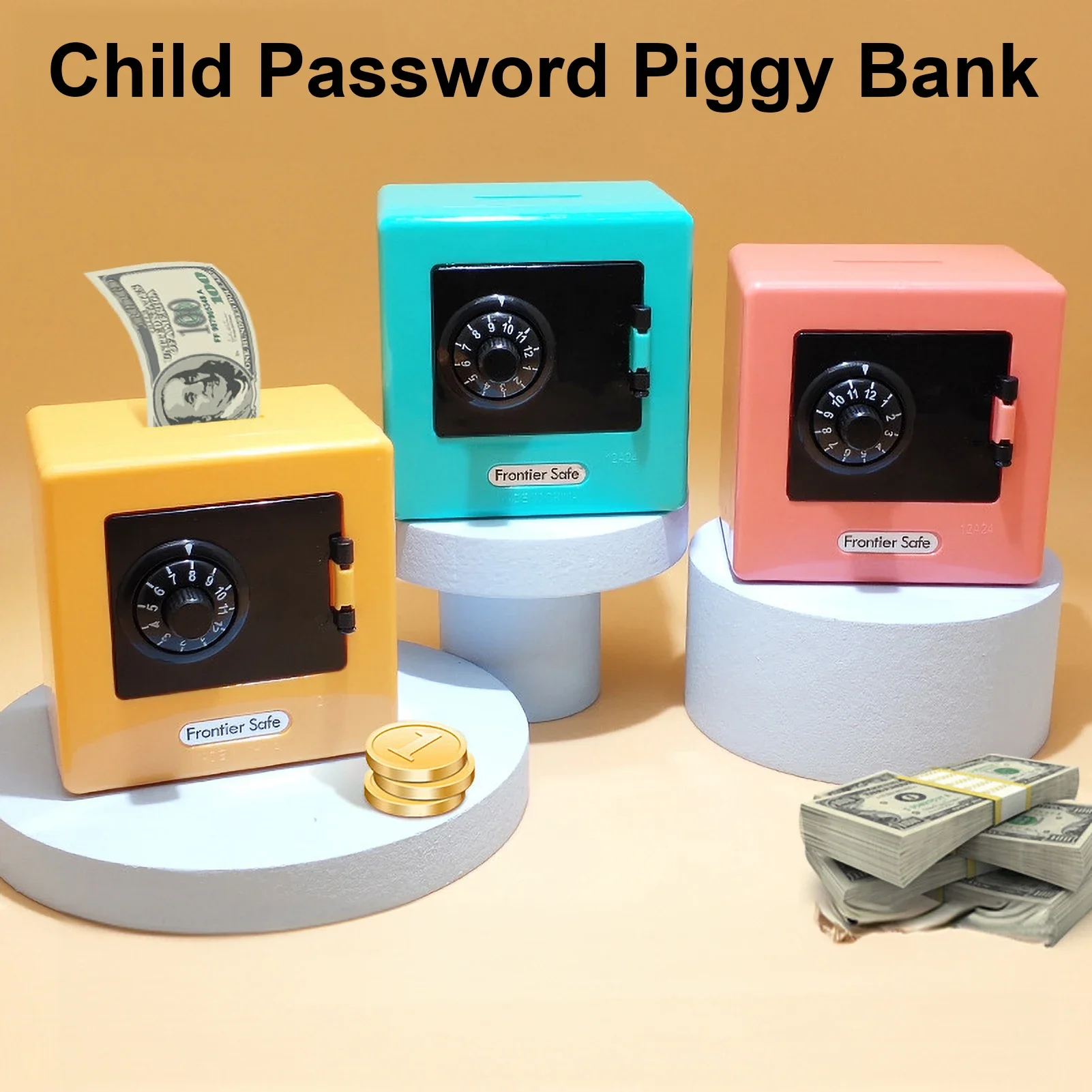 Mini Bank Money Box Retro Atm Rotating Password Cash Coins Saving Box Bank Safe Box Christmas Gift Automatic Deposit Banknote