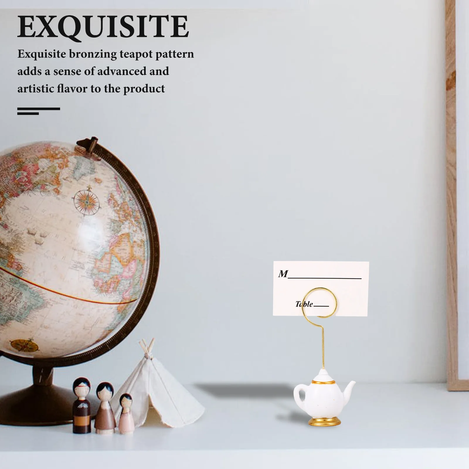 

1Set Tea Pot Card Holder Resin Photo Holder Clip Table Sign Stand for Place Cards Notes Menu Wedding Event Decoration Accessory