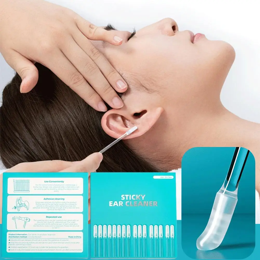 Sticky Ear Wax Removal Tool Adhesive Ear Cleaner Sticks for Safe Earwax Removal Soft Gentle Disposable Ear Pick for Kids & Adult