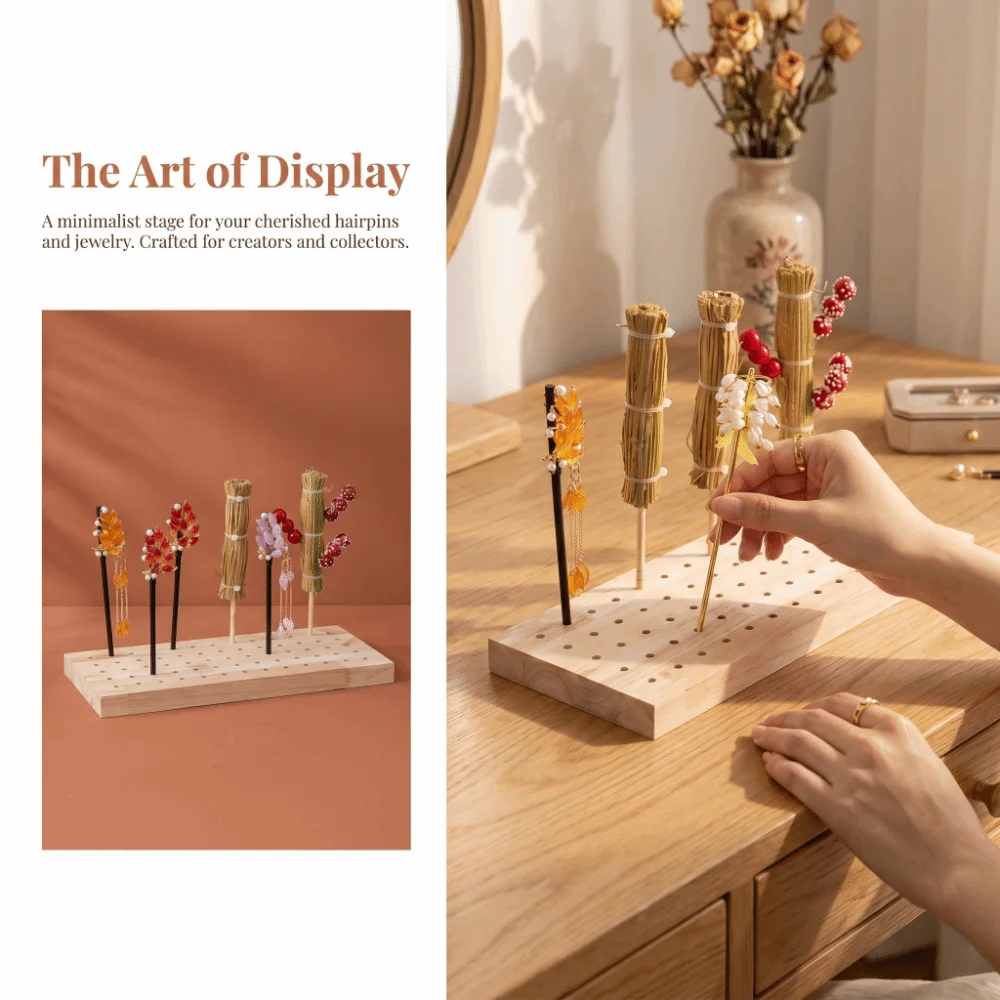 54/65 Slots Hairpin Wooden Insert Board 5mm Jewelry Stand DIY Storage Board Organizer Display Trays Ultra-light Drying Stand DIY