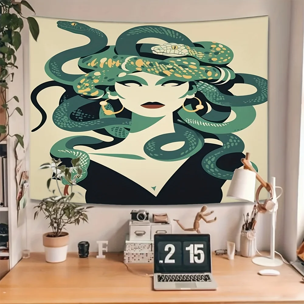 Medusa Snake Greek Mythology Digital printing polyester wall tapestry suitable for use living rooms bedrooms offices bars party