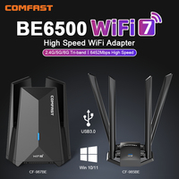 COMFAST BE6500 WiFi7 USB Adapter USB3.0 2.4G&5G&6G Tri-band Dongle 6452Mbps Network Card Free-Drive WiFi7 Adaptador for Win10/11