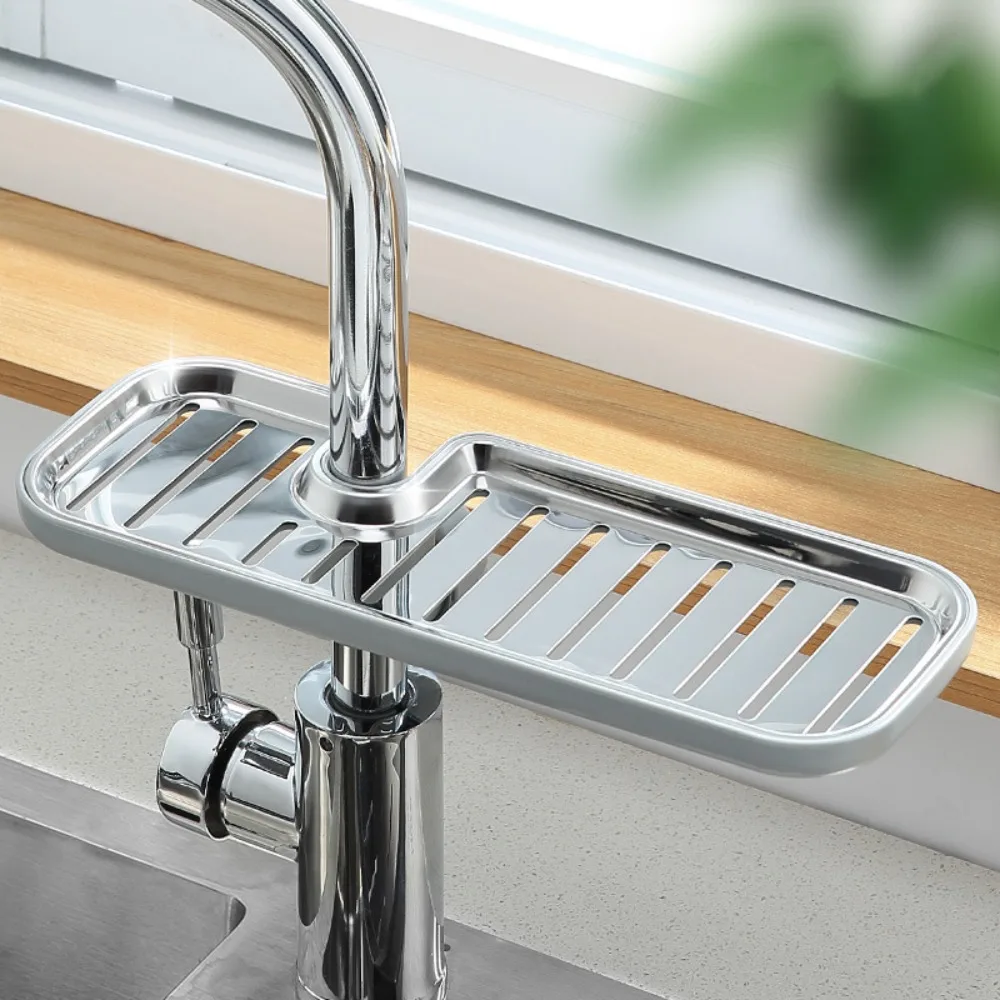 

Anti-Rust Stainless Steel Sponge Holder Drainage Storage Finishing Rack Faucet Rack Pool Rag Storage Adjustable