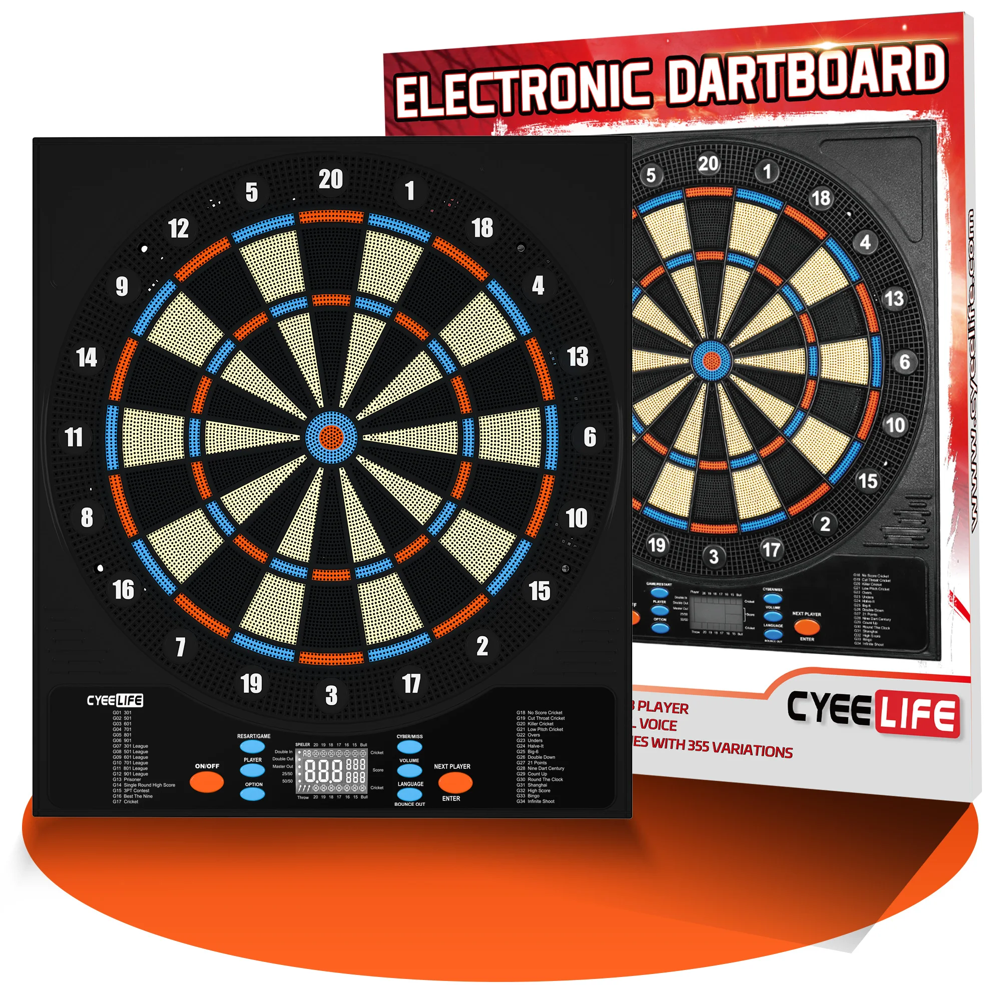 cyeelife-electronic-soft-tip-dartboard-with-34-games-255-variations-up-to-8-players-trilingual-ui-usb-battery-powered-with