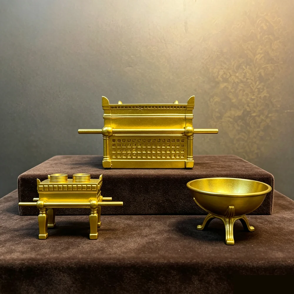 Resin Ark of the Covenant 3PCS Set Jewish Judaica Figurine Biblical Religious Decor Tabletop Ornament Gift