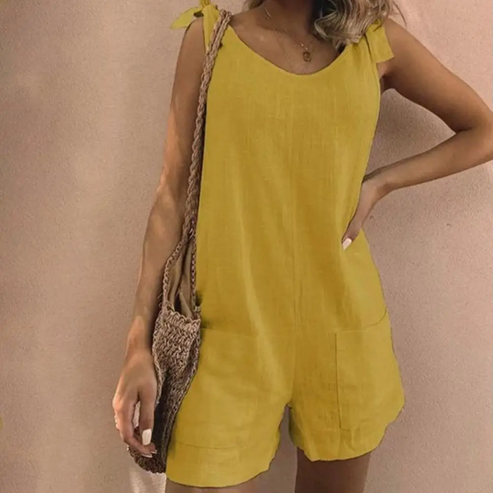 Jumpsuit Women Summer Jumpsuit Lady Loose  Stylish Solid Color Shoulder Strap Jumpsuit