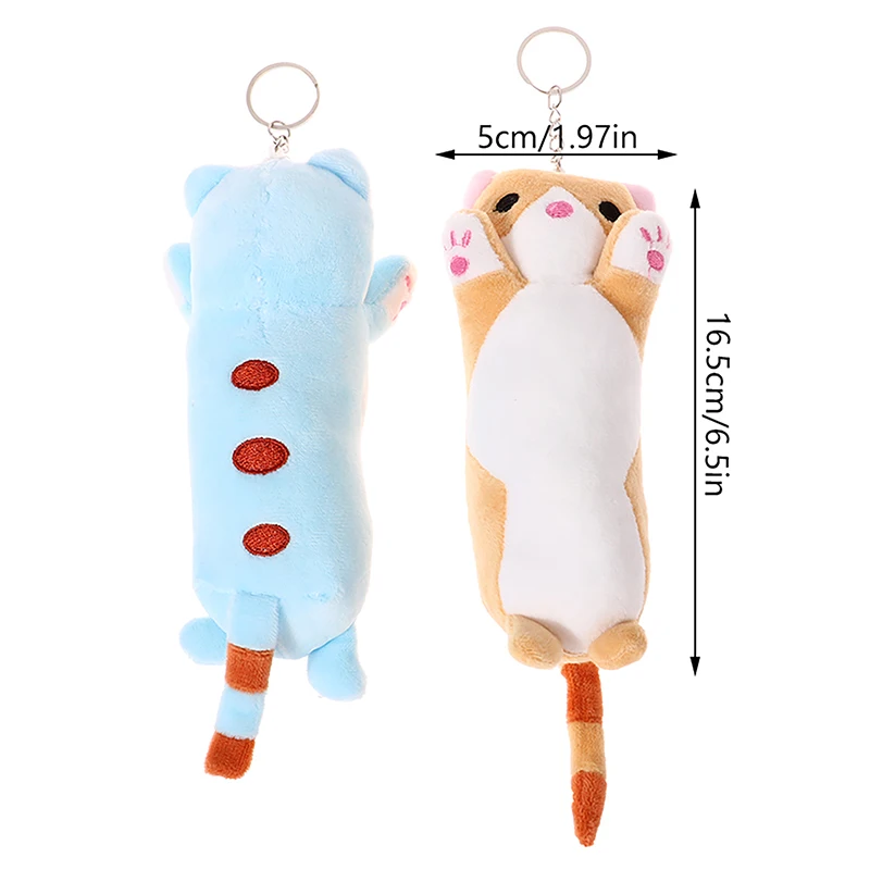 16 cm belle longue chat en peluche poupée jouets doux en peluche porte-clés sac à dos pendentif Kawaii porte-clés pour enfants filles cadeaux d'anniversaire