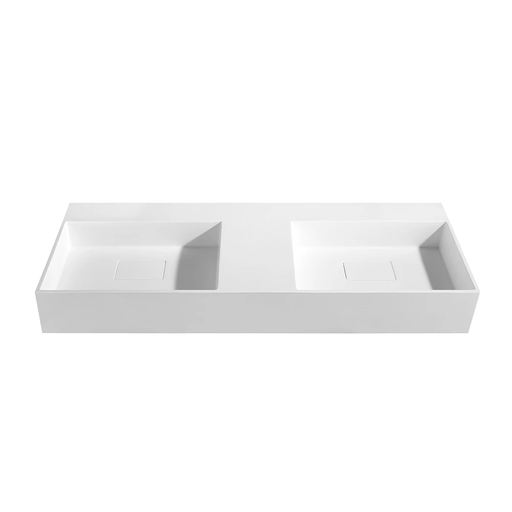 Modern Bathroom Stone Resin Solid Surface Basin Bathroom Wash Basin Rectangular In Stock