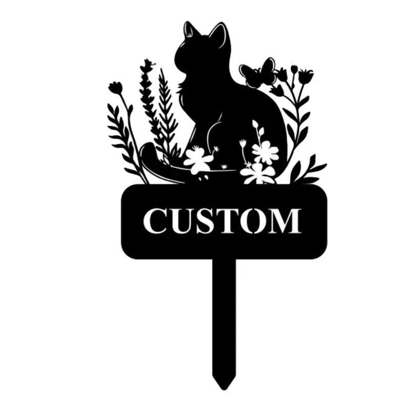 Ornement commémoratif personnalisé pour animaux de compagnie en fer, style Art déco et traditionnel, forme irrégulière pour jardin, extérieur, cimetière