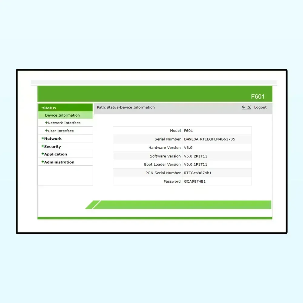 F601 1GE port Version 6.0 GPON ONT Original New Roteador 1GE ONT Compatible with All ZTE HW OLT 100% Detection