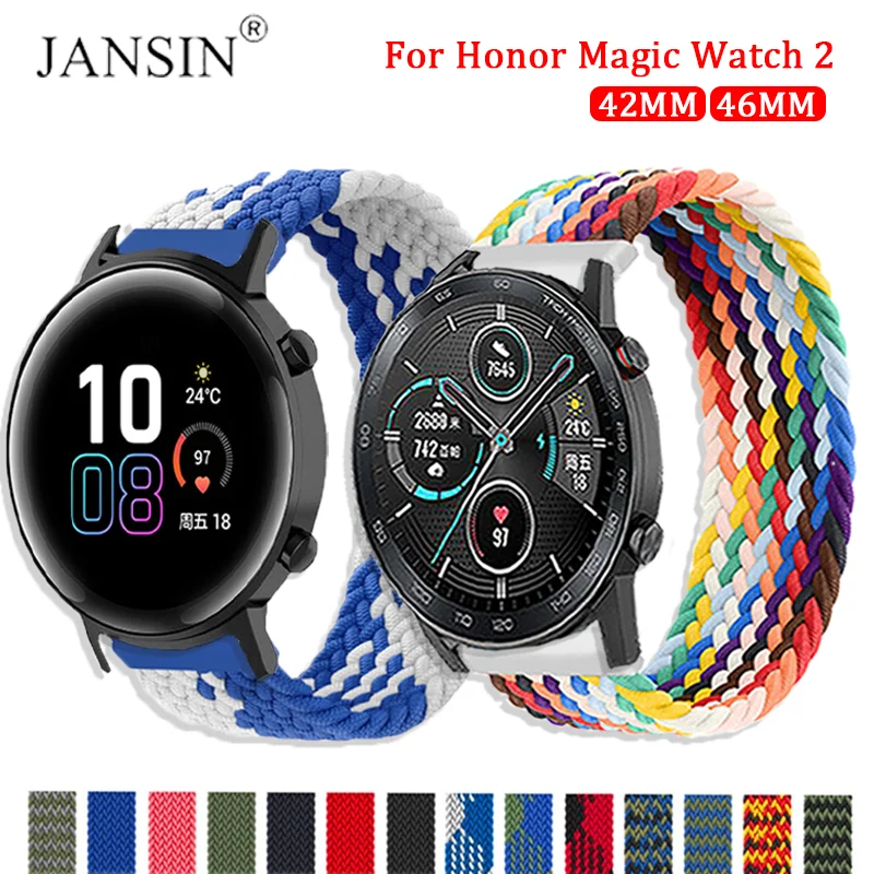 Nylon Wristband For Honor Magic Watch 2 42/46mm Braided Solo Loop For Huawei Honor Magic Watch 2 Watchband Replacement Bracelet